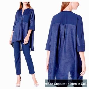 Anne Klein linen popover Marine Blue overs…